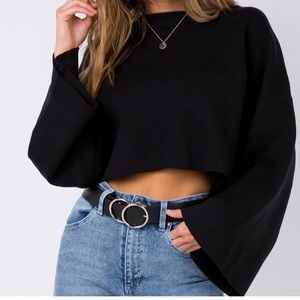 Princess Polly Black Cropped Jumper